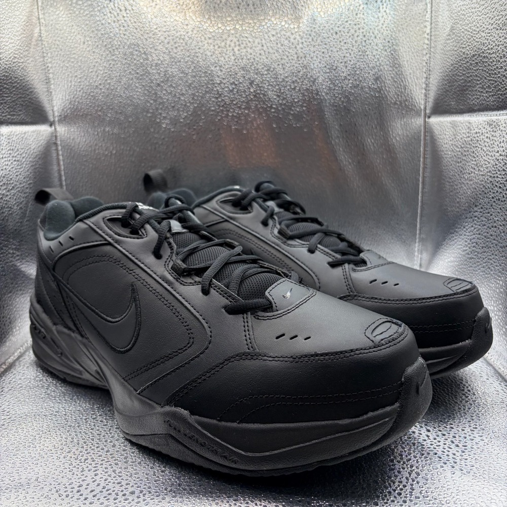 Size 14 Nike Air Monarch IV Wide Black Mens Leather Sneaker Shoes 416355-001